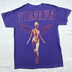 Nirvana In Utero Purple Band Tee Shirt Size Small Grunge Graphic Top